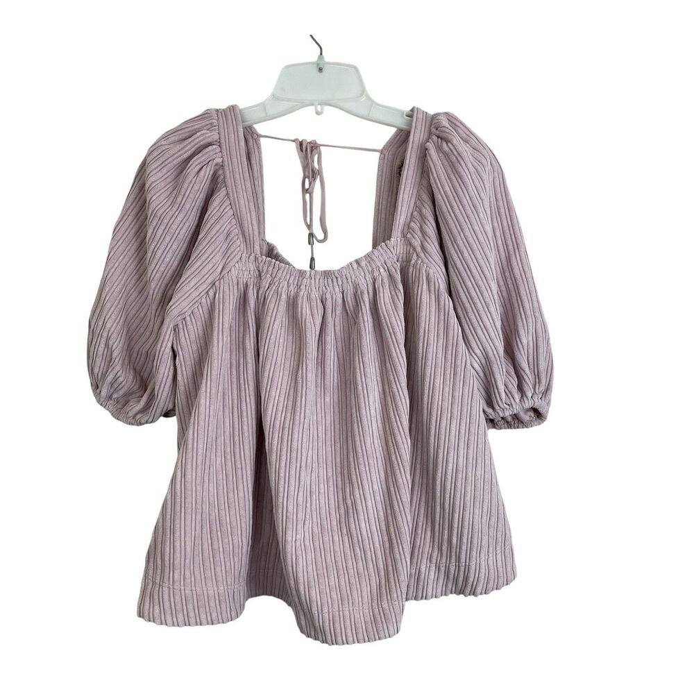 Free People Raquel Corduroy Crop Top Sz XS Lavender Square Neck Boho Hippie